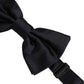 Men Black 100% Silk Adjustable Neck Papillon Bow Tie