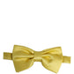 Men Yellow 100% Silk Adjustable Neck Papillon Bow Tie