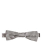 Men Gray 100% Silk Adjustable Neck Papillon Bow Tie