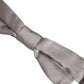 Men Gray 100% Silk Adjustable Neck Papillon Bow Tie