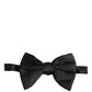 Men Black 100% Silk Adjustable Neck Papillon Bow Tie