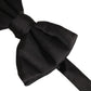 Men Black 100% Silk Adjustable Neck Papillon Bow Tie