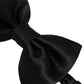 Men Black 100% Silk Adjustable Neck Papillon Bow Tie