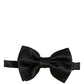 Men Black 100% Silk Adjustable Neck Papillon Bow Tie