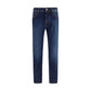 Blue Elastane Tapered Jeans