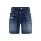 Blue Cotton Bermuda Shorts