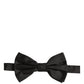 Men Black 100% Silk Adjustable Neck Papillon Bow Tie