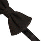 Men Brown 100% Silk Adjustable Neck Papillon Bow Tie