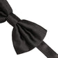 Men Black 100% Silk Adjustable Neck Papillon Bow Tie