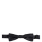 Men Black 100% Silk Adjustable Neck Papillon Bow Tie