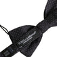 Black White Polka Dot Adjustable Neck Papillon Bow Tie