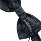 Men Black Blue Paisley Adjustable Neck Papillon Bow Tie