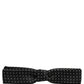 Black White Polka Dot Adjustable Neck Papillon Bow Tie