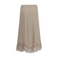 Beige Acetate Midi Skirt