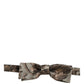 Men Brown Beige Floral Adjustable Neck Papillon Bow Tie