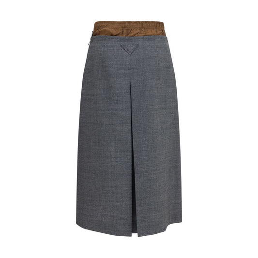 Gray Wool Oves Aries Midi Skirt