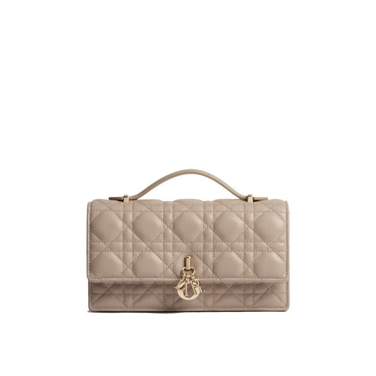 Beige Leather Clutch Bag