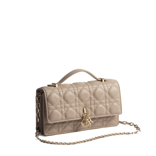 Beige Leather Clutch Bag