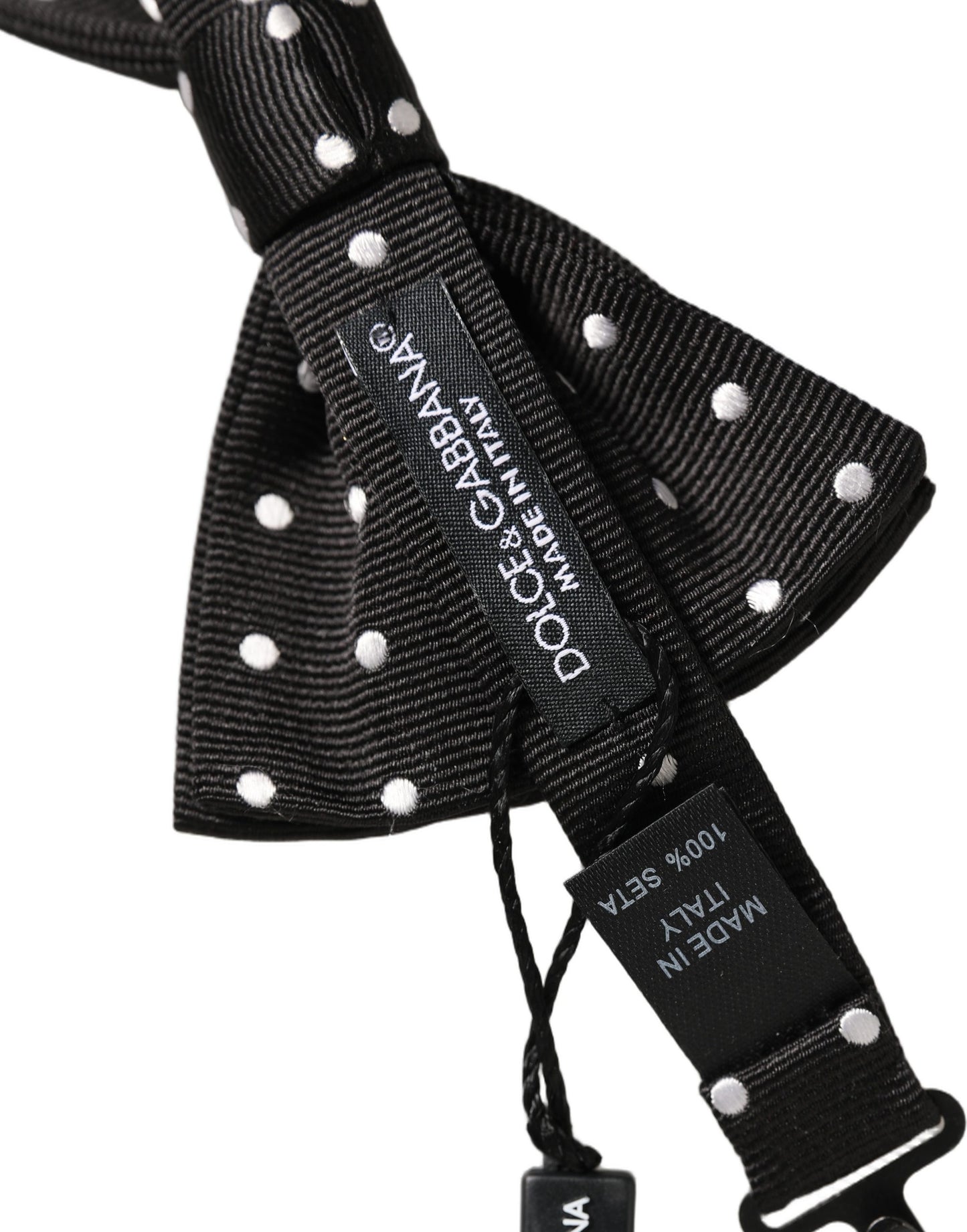 Black White Polka Dot Adjustable Neck Papillon Bow Tie