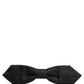 Men Black Polyester Adjustable Neck Papillon Bow Tie