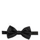 Men Black 100% Silk Adjustable Neck Papillon Bow Tie