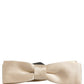Men Beige 100% Silk Adjustable Neck Papillon Bow Tie