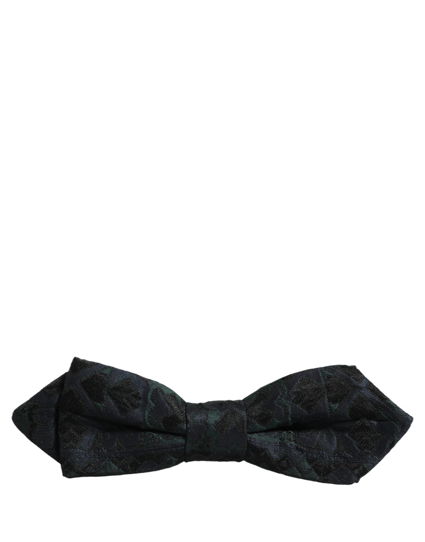 Men Black Green Paisley Adjustable Neck Papillon Bow Tie