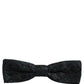 Men Black Green Paisley Adjustable Neck Papillon Bow Tie