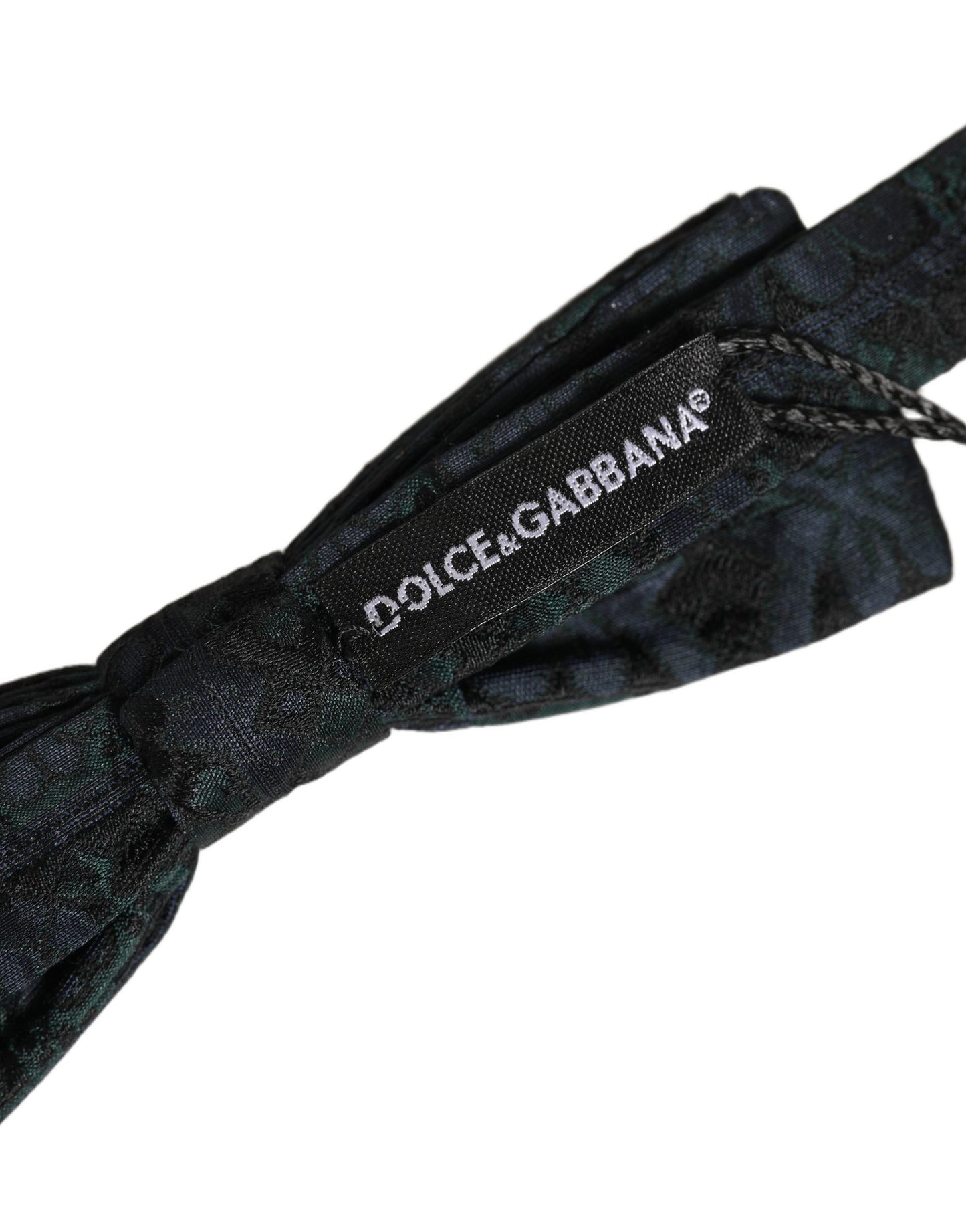Men Black Green Paisley Adjustable Neck Papillon Bow Tie
