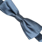 Men Light Blue Silk Adjustable Neck Papillon Bow Tie