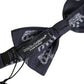 Men Black Crown Silk Adjustable Neck Papillon Bow Tie