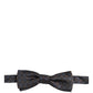 Men Dark Gray Geometric Adjustable Neck Bow Tie