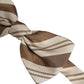 Men Brown Beige Stripes Adjustable Neck Papillon Bow Tie