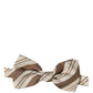 Men Brown Beige Stripes Adjustable Neck Papillon Bow Tie