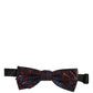 Men Blue Red Paisley Adjustable Neck Papillon Bow Tie
