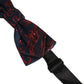 Men Blue Red Paisley Adjustable Neck Papillon Bow Tie