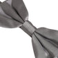 Men Gray 100% Silk Adjustable Neck Papillon Bow Tie