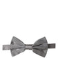 Men Gray 100% Silk Adjustable Neck Papillon Bow Tie