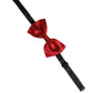 Men Black Red Silk Adjustable Neck Papillon Bow Tie