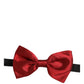 Men Black Red Silk Adjustable Neck Papillon Bow Tie