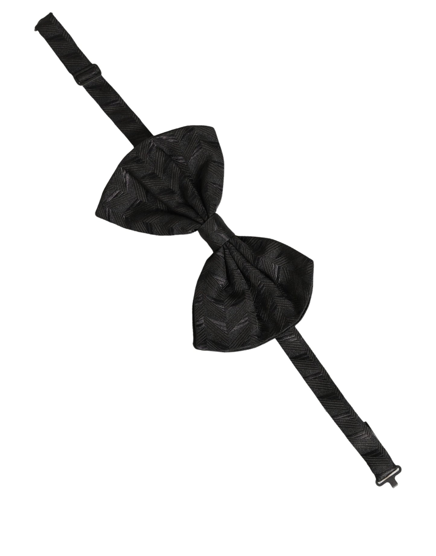 Men Black Patterned Adjustable Neck Papillon Bow Tie