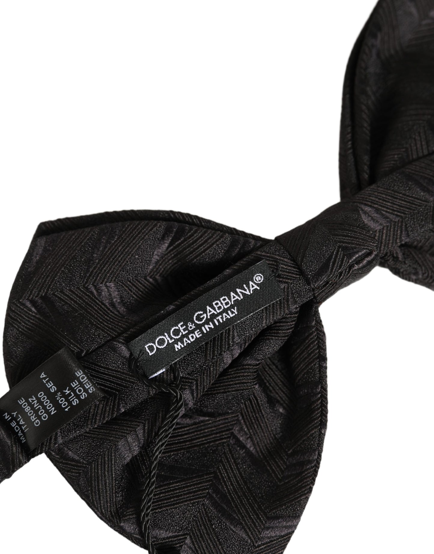 Men Black Patterned Adjustable Neck Papillon Bow Tie