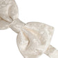 Men White Floral Silk Adjustable Neck Papillon BowTie