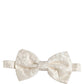 Men White Floral Silk Adjustable Neck Papillon Bow Tie