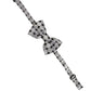 Men Black Silver Circles Adjustable Neck Papillon Bow Tie