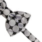 Men Black Silver Circles Adjustable Neck Papillon Bow Tie