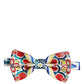 Men Multicolor Majolica Adjustable Neck Papillon Bow Tie