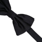 Men Black 100% Silk Adjustable Neck Papillon Bow Tie