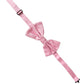 Men Pink 100% Silk Adjustable Neck Papillon Bow Tie