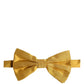 Men Yellow 100% Silk Adjustable Neck Papillon Bow Tie